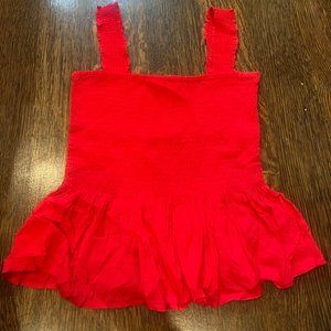 Elodie Red Ruffled Tank Top